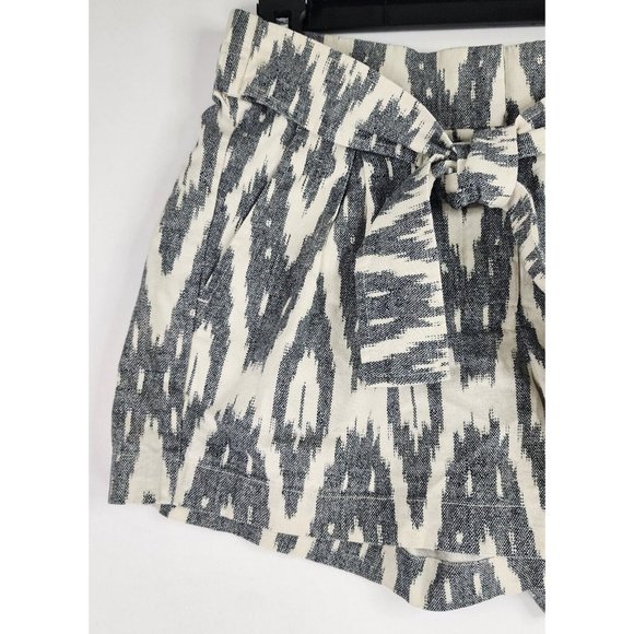 J Crew Shorts Womens 0 Gray White Geometric Print Front Tie Casual Mom Core - Picture 7 of 10
